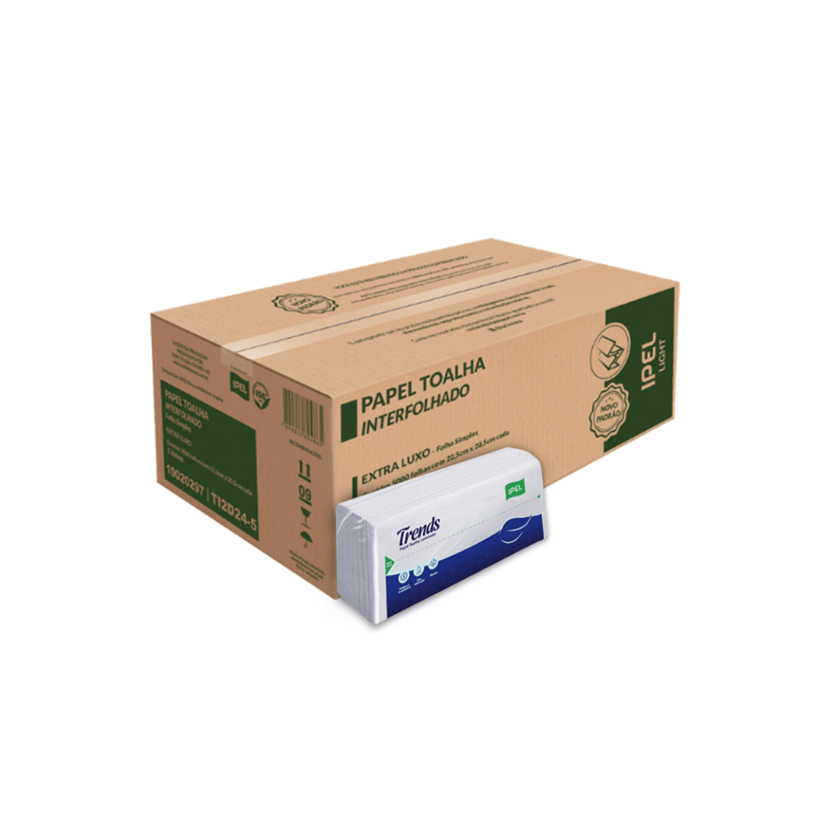 Papel Toalha Interfolha 2 Dobras Folha Dupla Ipel Trends 5.000 folhas